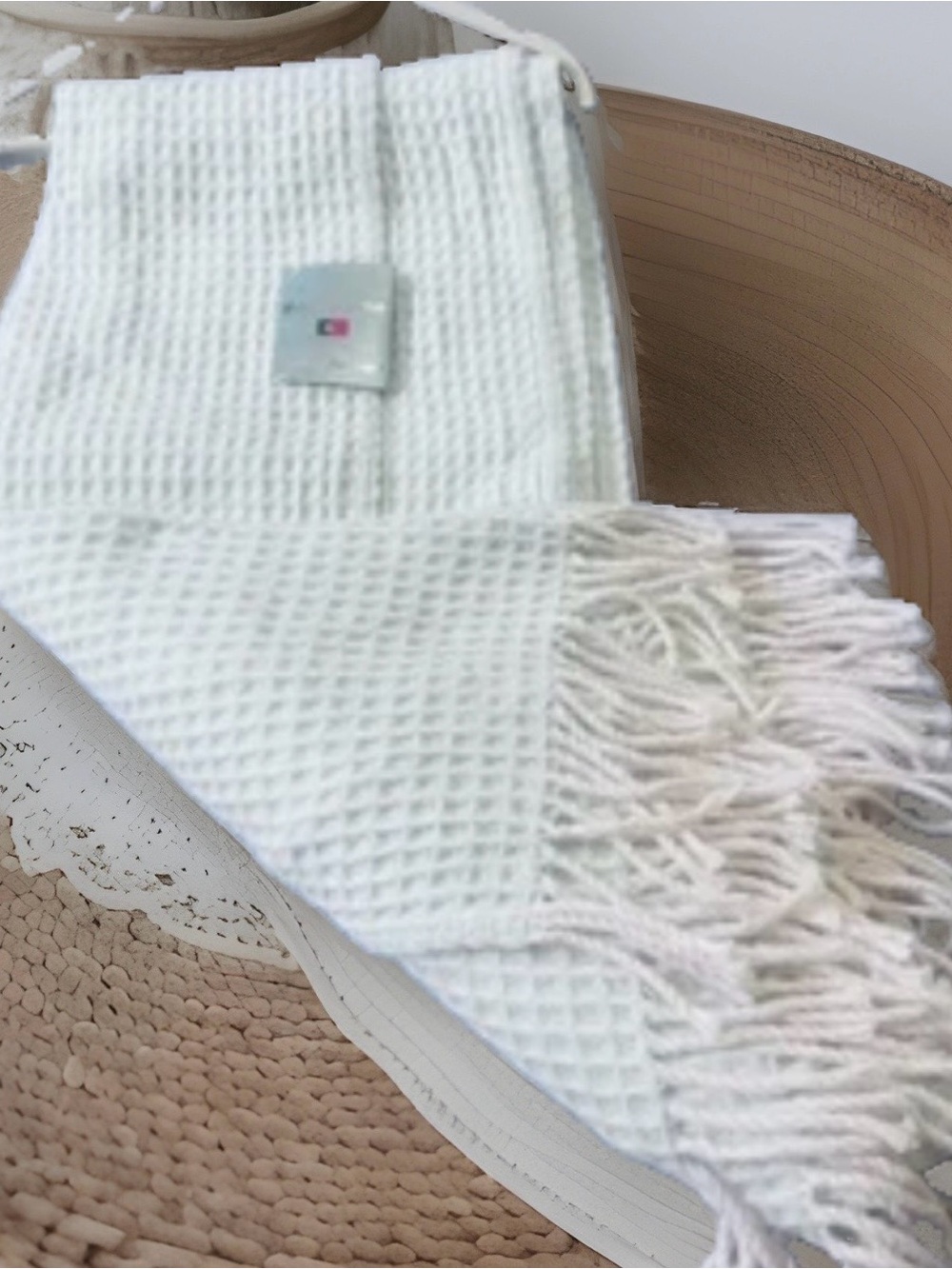 ROCA HOME PORTUGAL WAFFLE WEAVE KNIT COTTON MINT GREEN THROW BLANKET 50" X 67"